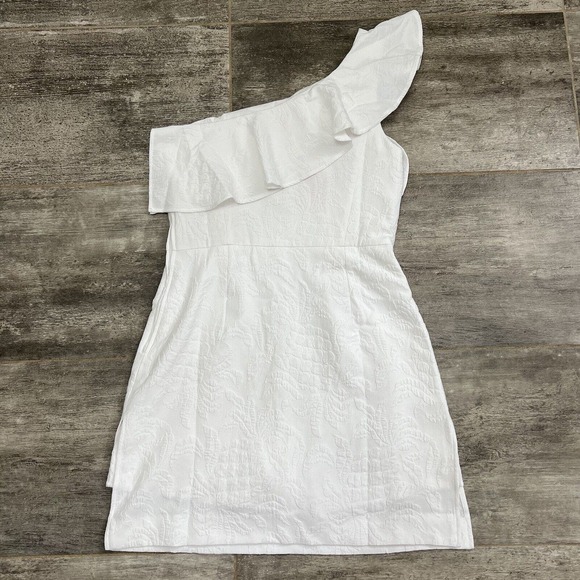 Lilly Pulitzer NWT Pineapple Pucker Jacquard WHITE KIPTON ROMPER One Shoulder 8 - Picture 4 of 9